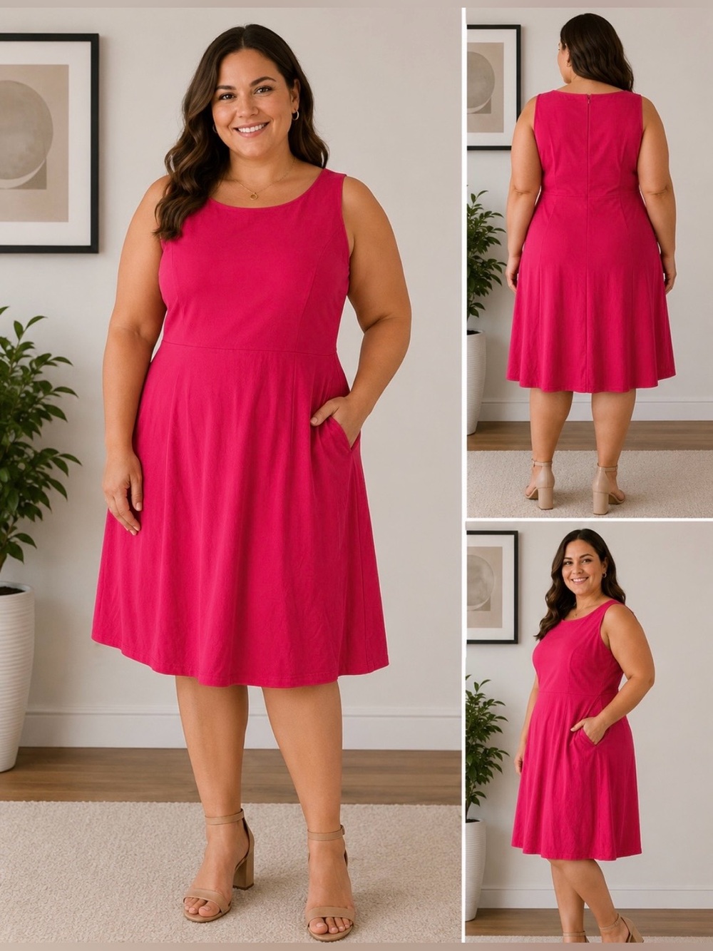 Talbots Vibrant Barbie Pink A Line Dress